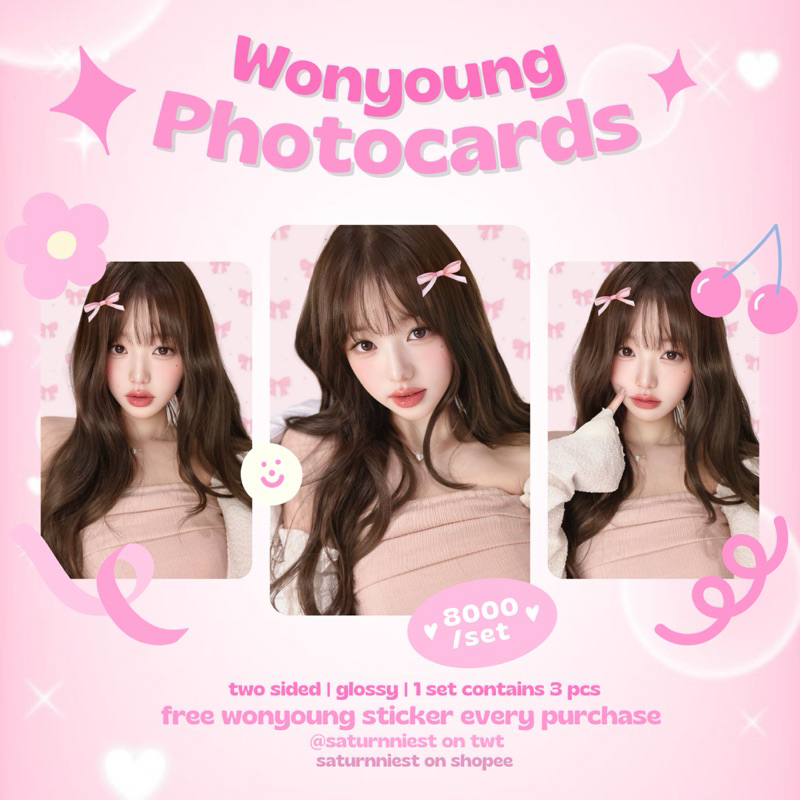 (MIN CO 10 RIBU) IVE WONYOUNG FANMADE PHOTOCARD PHOTOCARDS UNOFFICIAL PINK VER KPOP GIRLGROUP