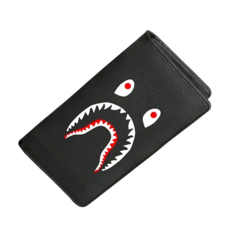 Dompet Panjang Semi Kulit Bape Shark Distro Tebal Keren / Dompet Panjang Distro Bape Pria Wanita / B