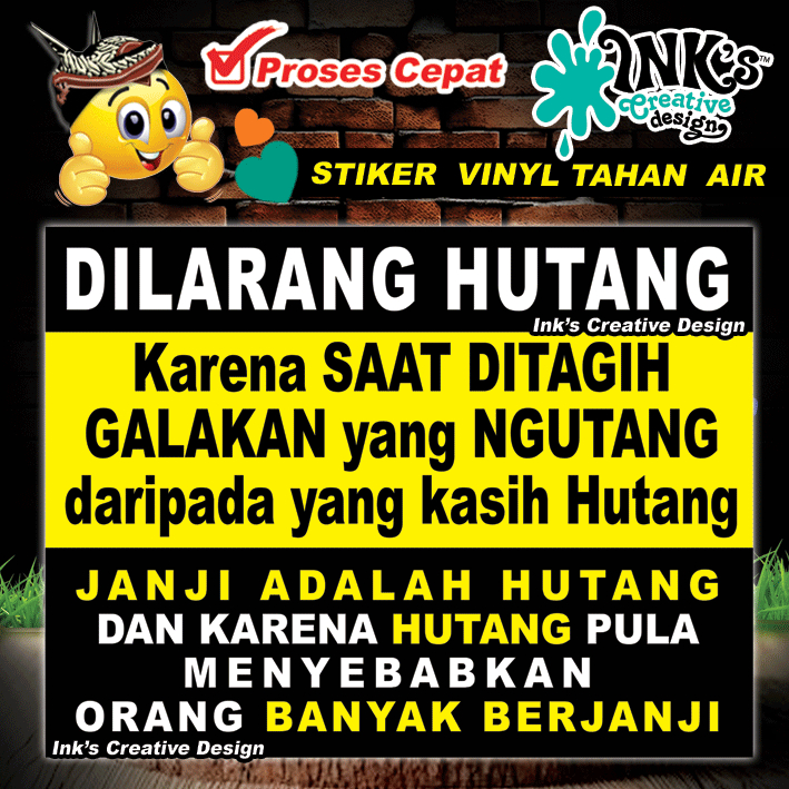 Stiker Dilarang Ngutang - Tidak boleh berhutang - No Ngutang - No hutang