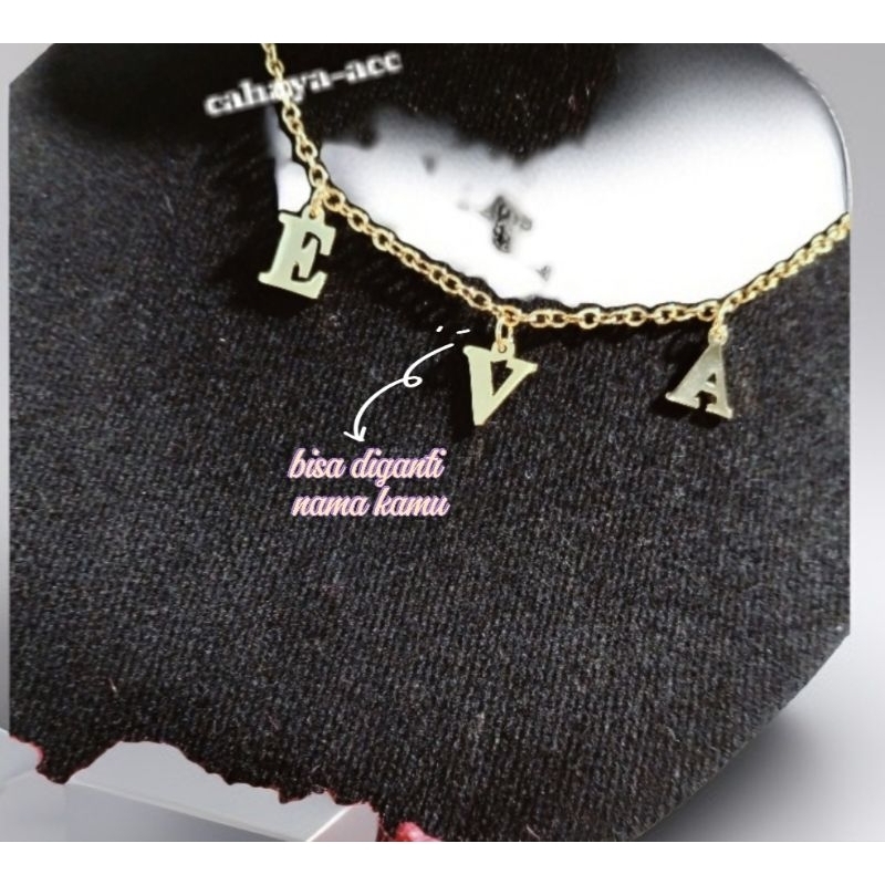 kalung nama lapis emas rumbai