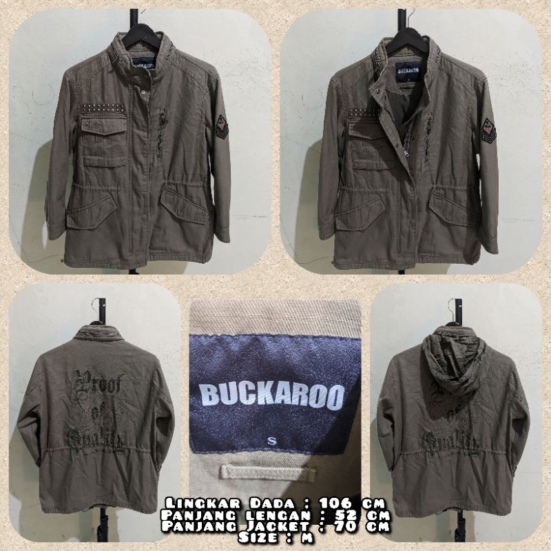 Jaket Parka Warna Hijau Kecoklatan Merk Buckaroo Second Original.