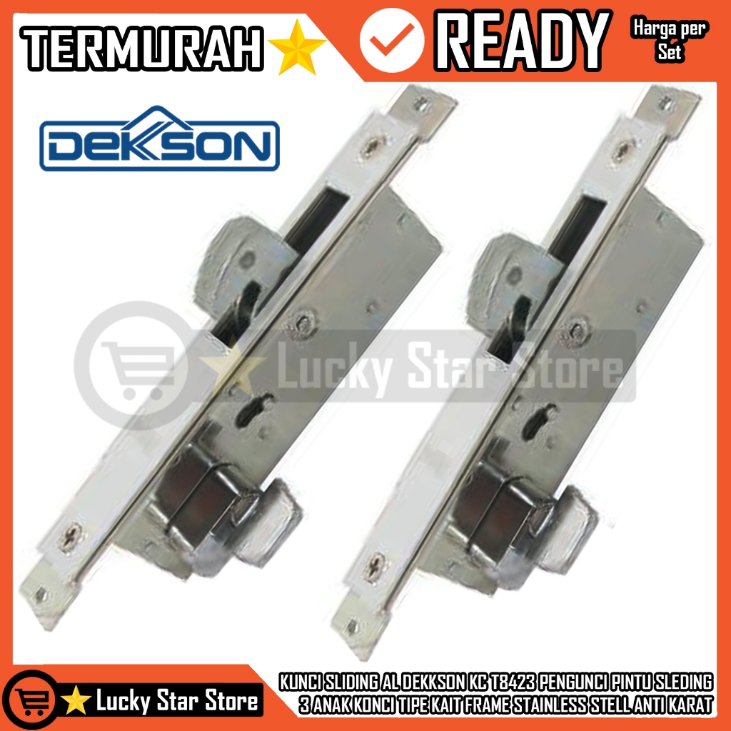 Kunci Sliding Al Dekkson Kc T8423 Pengunci Pintu Sleding 3 Anak Konci Tipe Kait Frame Stainless Stel