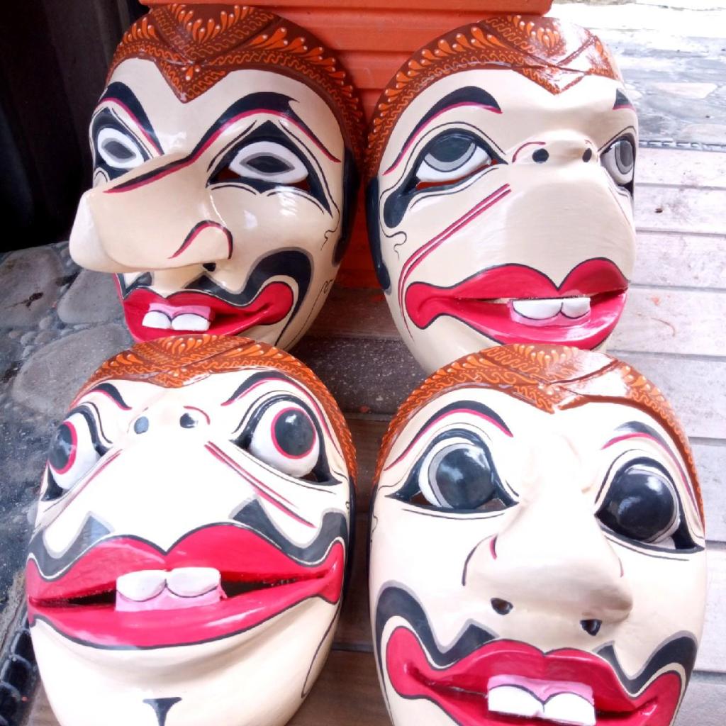 Topeng punokawan topeng 1 set isi 4 Topi