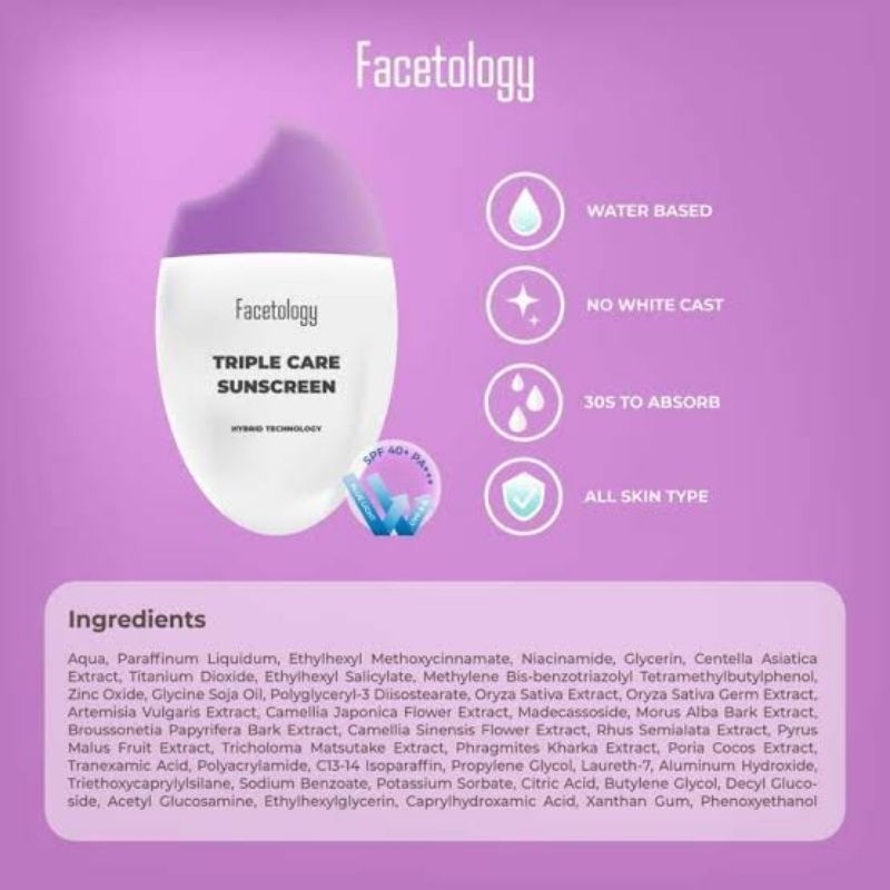 Facetology Triple Care Sunscreen / sunscreen viral / sunscreen facetology
