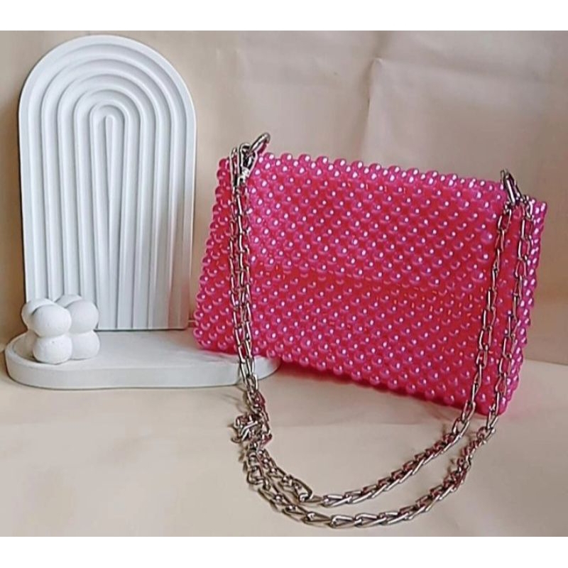 Tas Manik Mutiara Pink