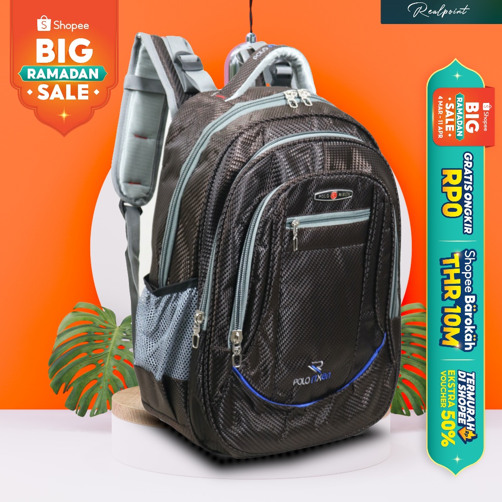 Polo Rixen - Tas Ransel  Laptop Sekolah Pria Polo Rixen 16 inch - FATS Series - SD SMP SMA KERJA - F