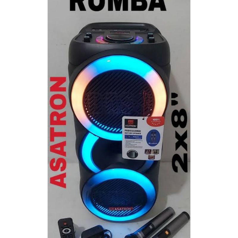 Speaker Bluetooth portable asatron 8inch x 2
