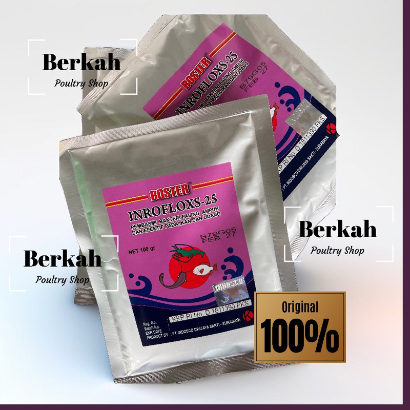 Boster Inrofloxs-25 Serbuk / Obat Pembasmi Bakteri Aeromonas Ikan
