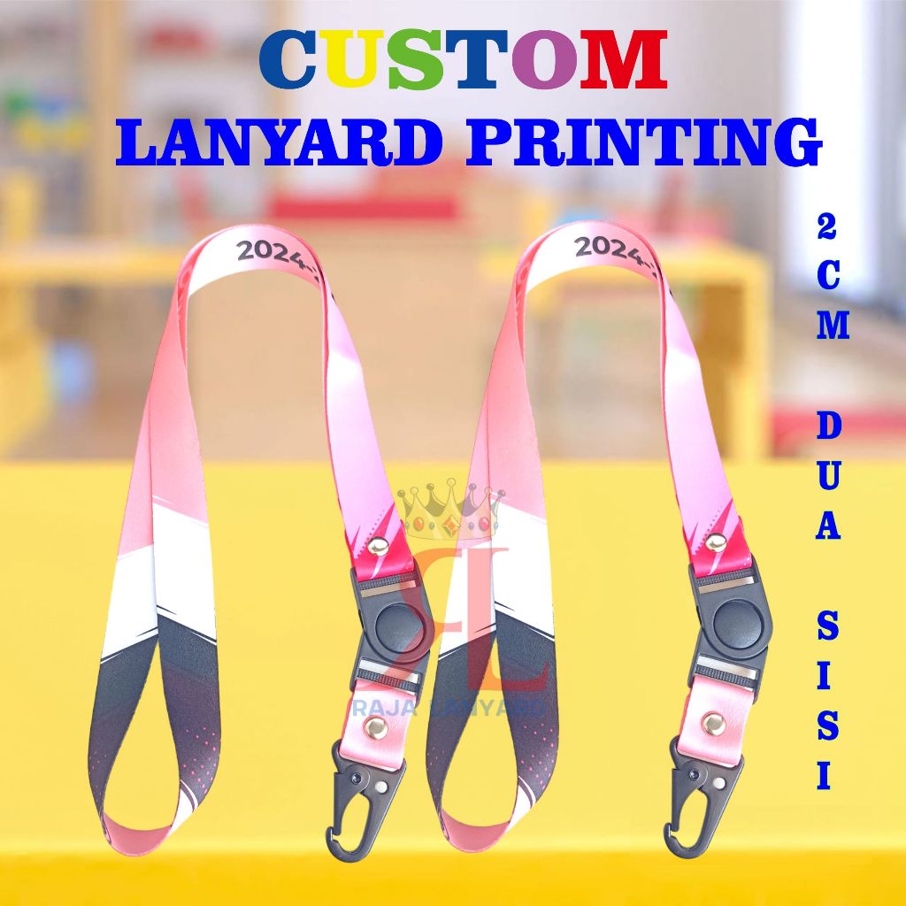 

TALI LANYARD CUSTOM 2 CM 2 SISI CANTELAN SNAPHOOK/GANTUNGAN CANTELAN BESI SNAPHOOK HITAM ANTI KARAT