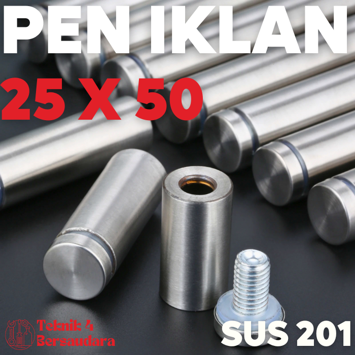 PEN IKLAN 25X50 STAINLESS / BAUT AKRILIK / BAUT KACA SIGN BOARD 25X50