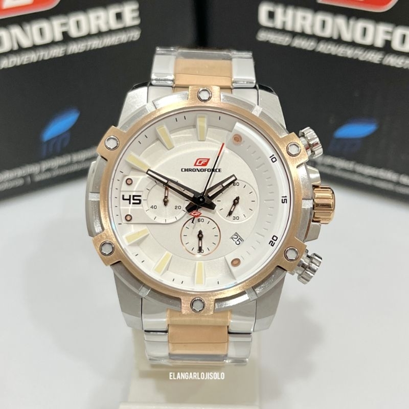 JAM TANGAN PRIA CHRONOFORCE CF 5339G SILVER ROSEGOLD ORIGINAL