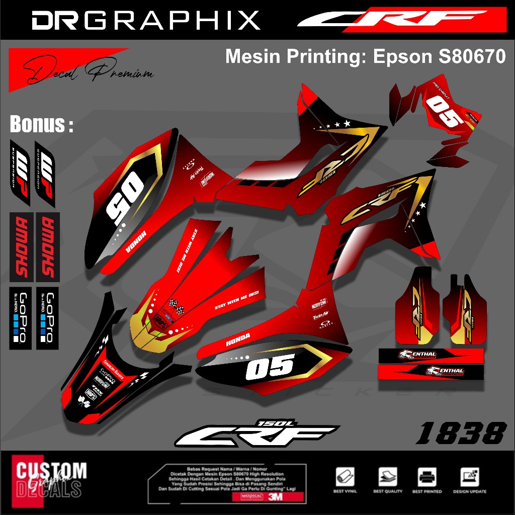 Decal Crf 150 L Terbaru Custom Bisa Pakai Nama Dan Nomor Sendiri Warna Gradasi
