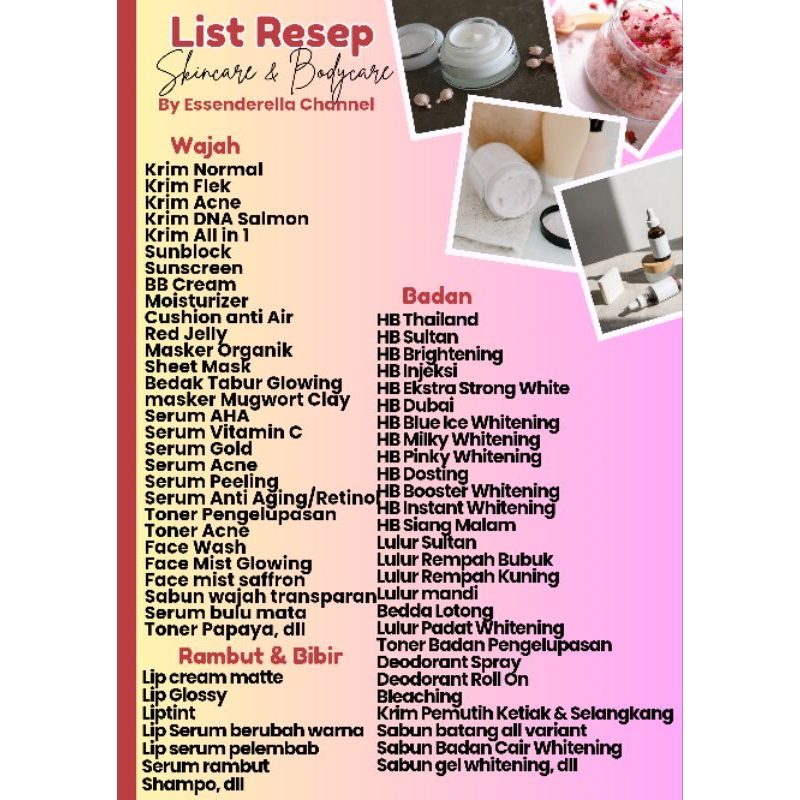 Resep Racikan Skincare & Bodycare