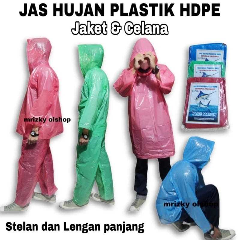 Jas Hujan Plastik Setelan HDPE MERPATI Bahan Super Tebal Size Super Jumbo