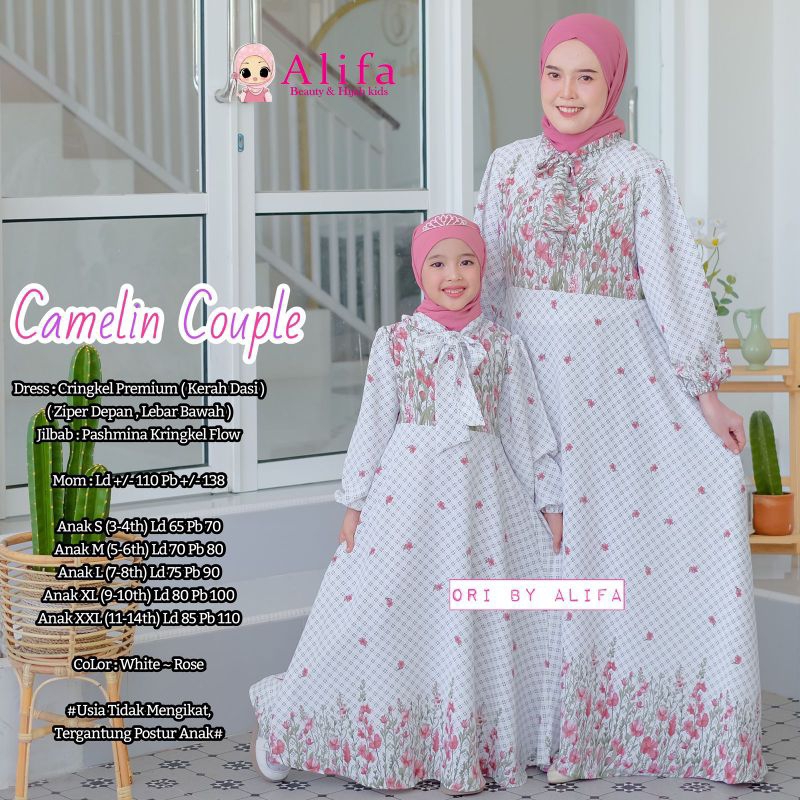 (ayya kids solo)Cameline couple ibu dan anak gamis set hijab perempuan terbaru terlaris termurah pro