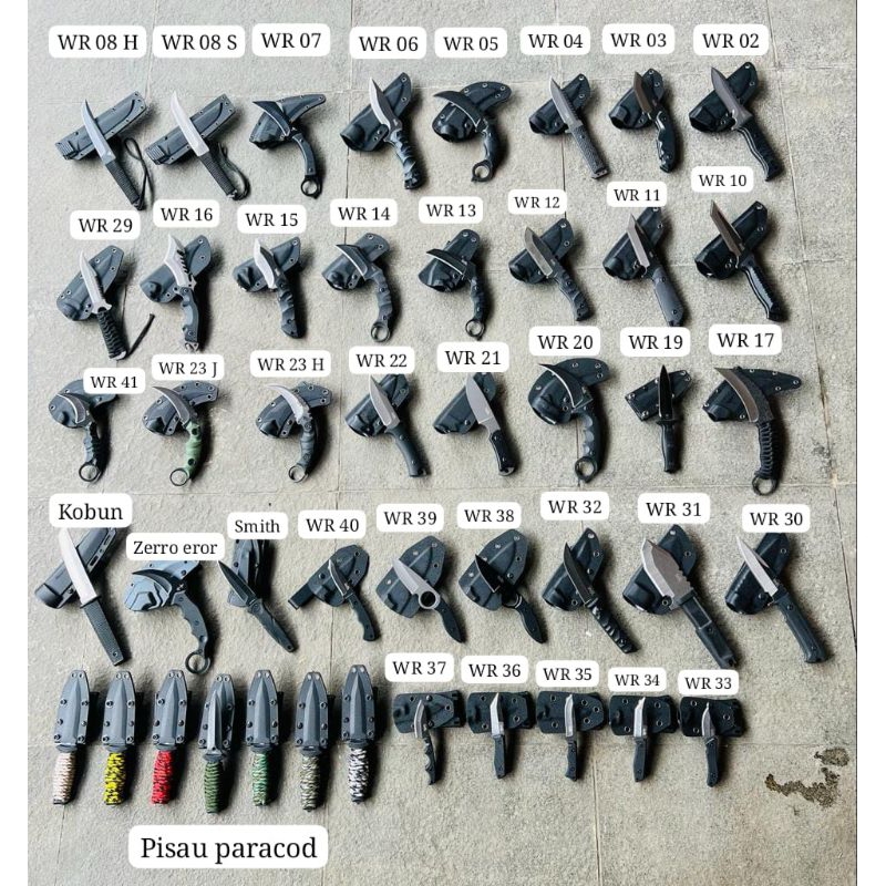 Pisau Tactical Kydex WR / Sangkur WR Teklok (SEMUA MODEL READY STOCK)