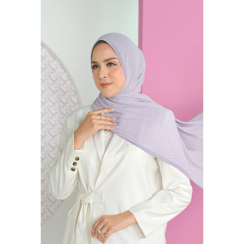 SALEEE  Bimu Pleated Shawl Buttonscarves - Lavender