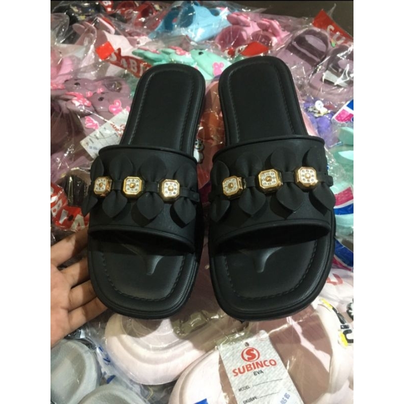 sandal slop wanita bunga gosome