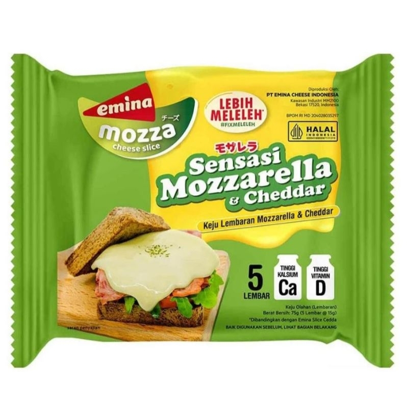 

emina keju mozzarella&cheddar slice (5 slice) 75 gram