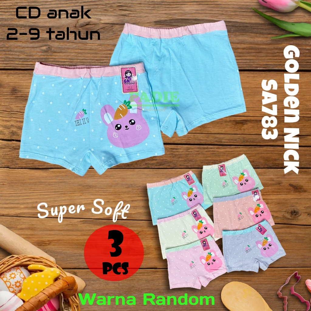 Golden Nick Celana Dalam CD Anak Cewek Perempuan Boxer CD-SA783 Size M L XL Bahan Katun Lembut | CD 