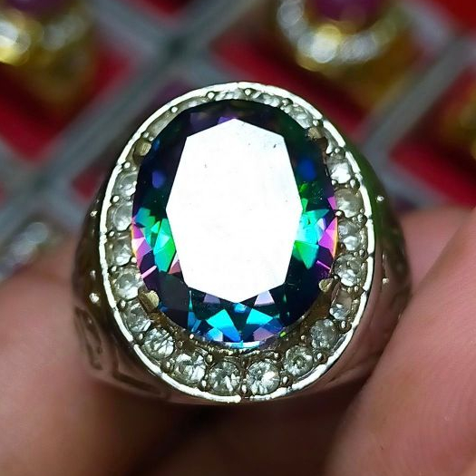 Cincin Batu Kecubung Pelangi Kristal