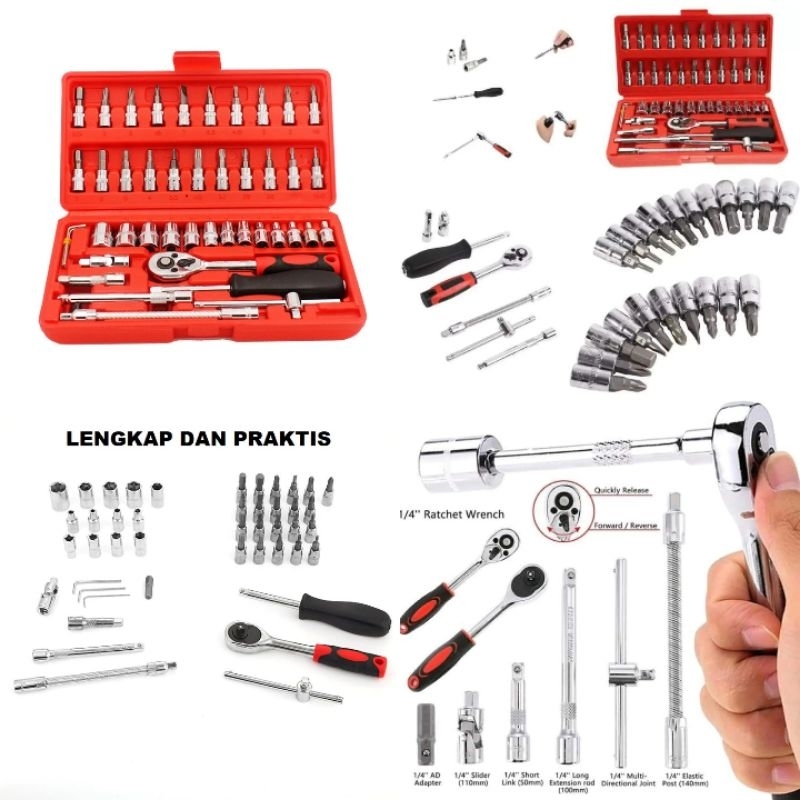 Kunci Shock 46 Pcs Tool Set Serbaguna