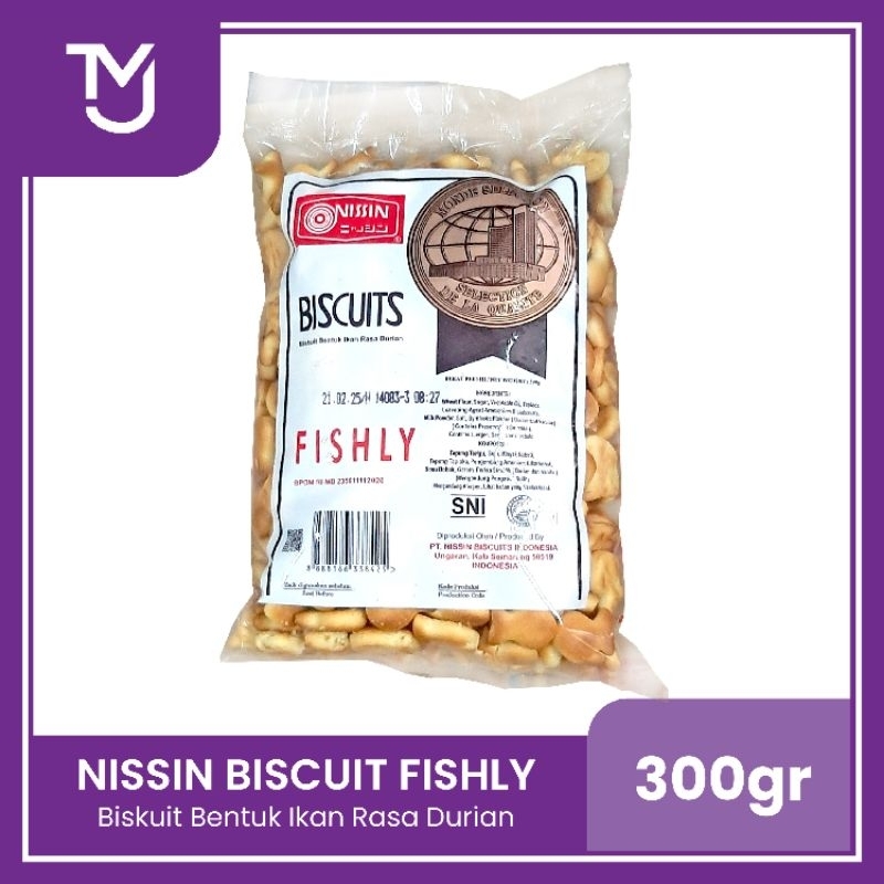 

NISSIN Biscuit Fishly 300gr 500gr -- Biskuit bentuk ikan rasa durian