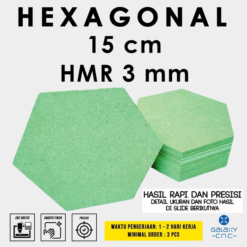 Hexagonal 15 cm - HMR 3 mm - custom papan MDF