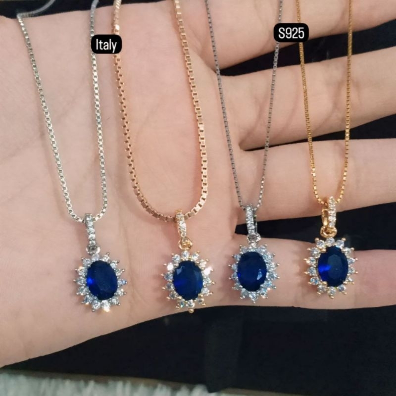 Xuping88 Kalung Liontin Mata Biru Mata Cubic Zircon Berlapis Emas Kualitas Premium - Paula
