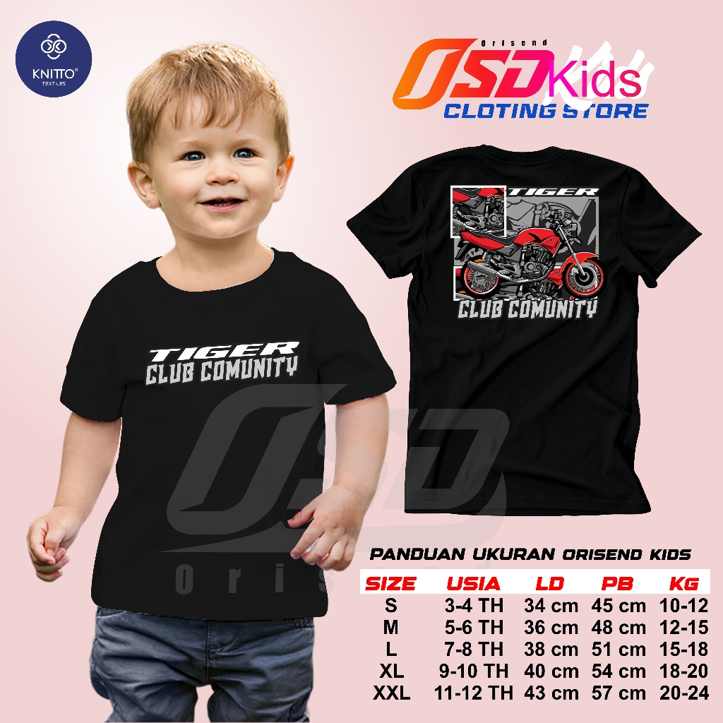 Orisend Kaos Anak Motif Tiger Club Bahan Katun Tebal Adem