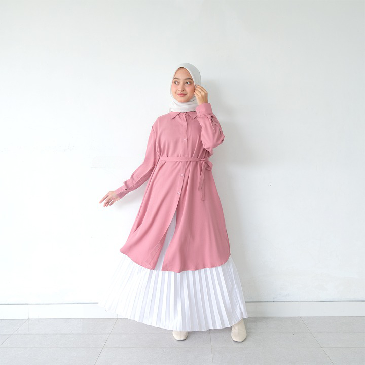 Micha Tunik Rayon Premium Tunik Oval OOTD Remaja Kekinian Long Tunik Kancing Premium LD 120 cm