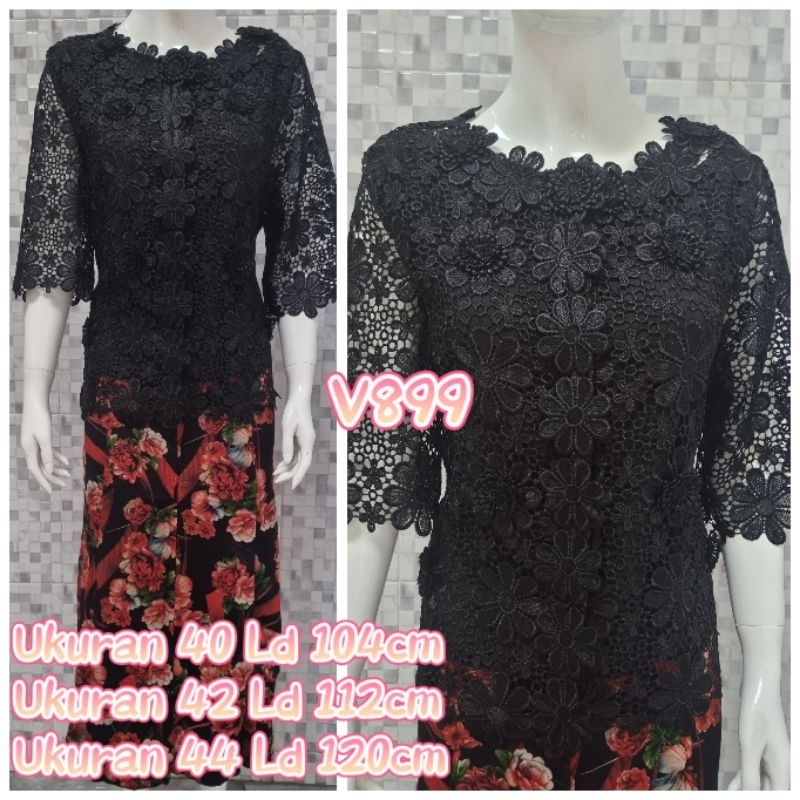 Kebaya Hitam Brokat Keliling Premium Bangkok V899