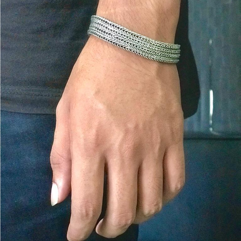 Gelang  Perak Bakar Bali -  Tulang Naga 4 Rantai (GLNG4RT2374)