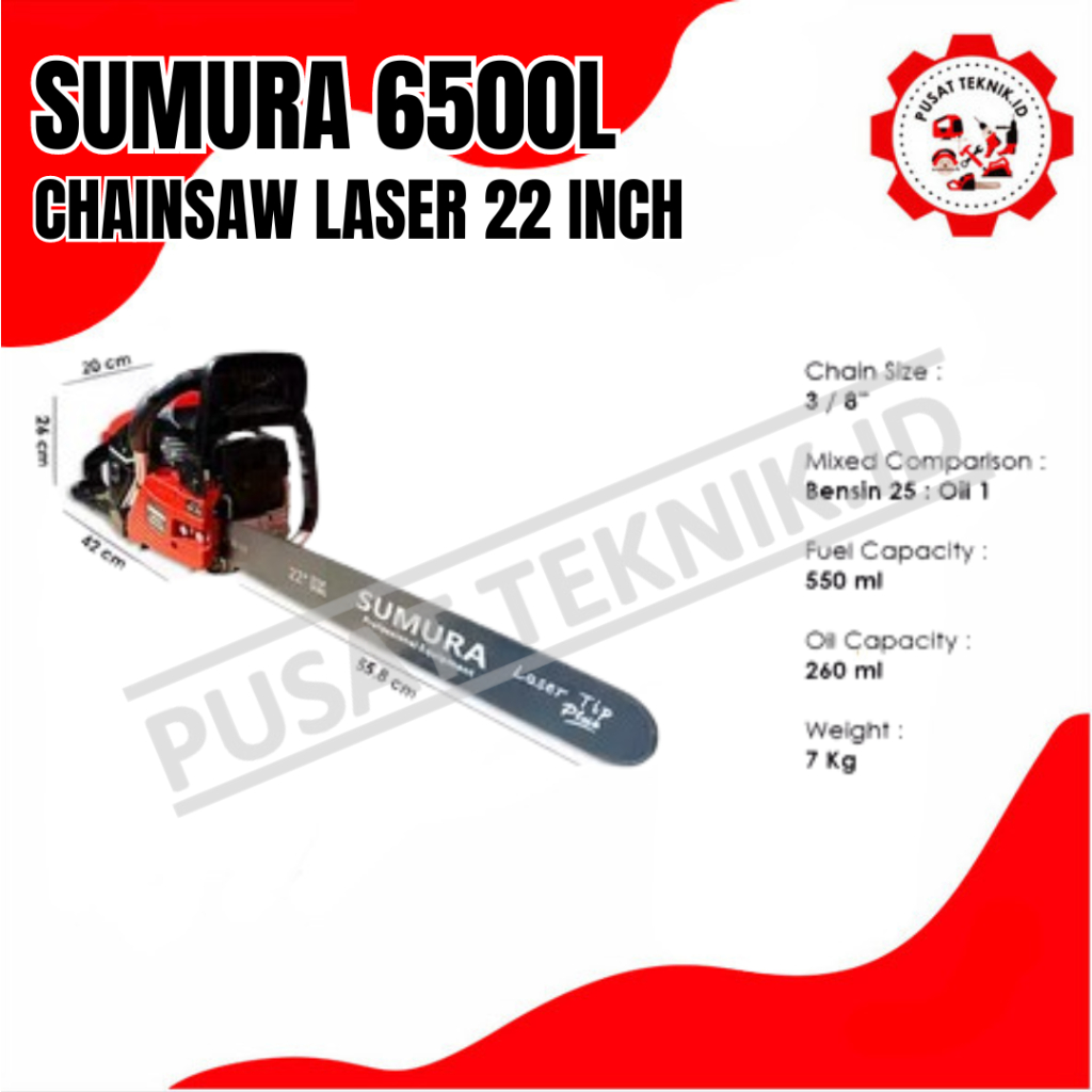 CHAINSAW SUMURA 6500L BAR BAJA 22IN MESIN GERGAJI SUMURA 22" BAR LASER