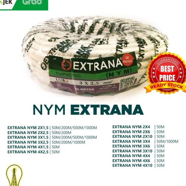 Kabel Listrik NYM 3x4mm 50M EXTRANA | EXTRANA Kabel NYM | SNI Original Asli