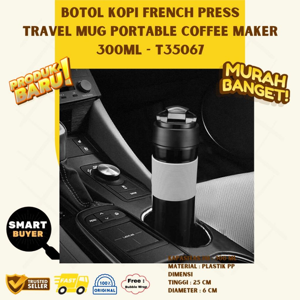 ABS French Press Portable Travel Pocket Coffee Maker Tumbler Plunger