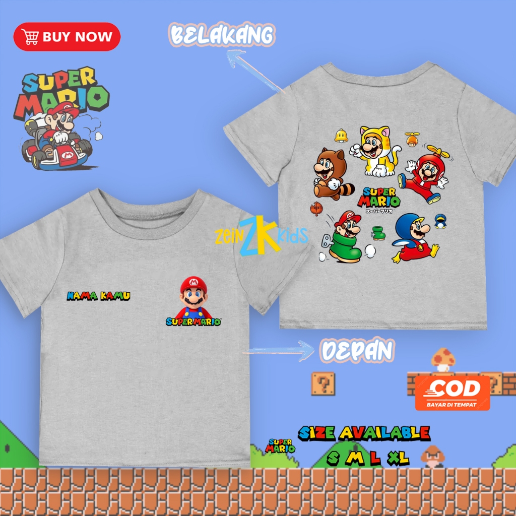 Baju Kaos Anak Super Mario Bros / Kaos Super Mario Bros