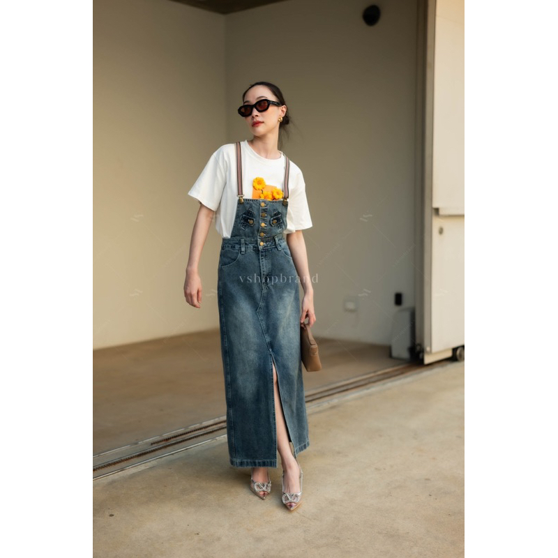 Vshop overall denim skirt / rok kodok jeans