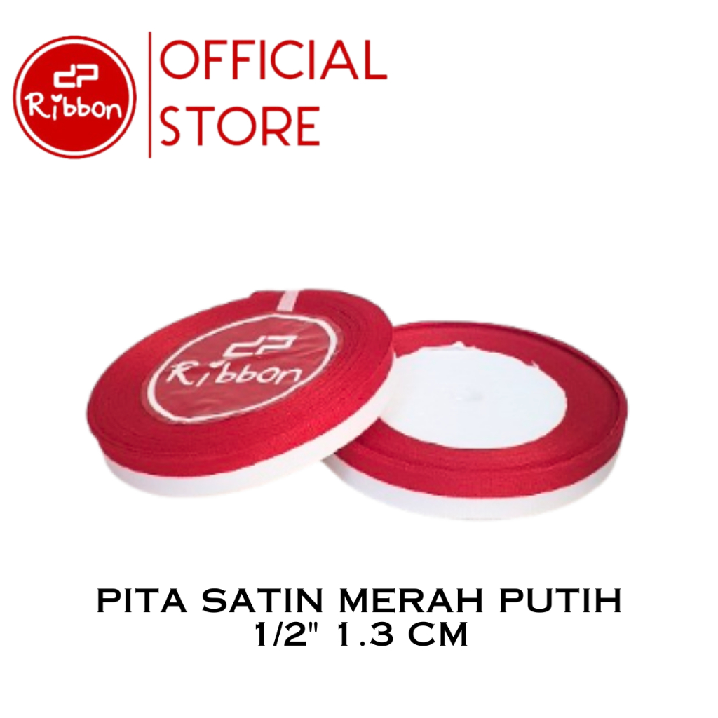 

Pita Satin MERAH PUTIH 1/2" 1.3 cm Saten 1/2 Inch Kain Polos Souvenir Garmen Parcel Hampers Per ROLL