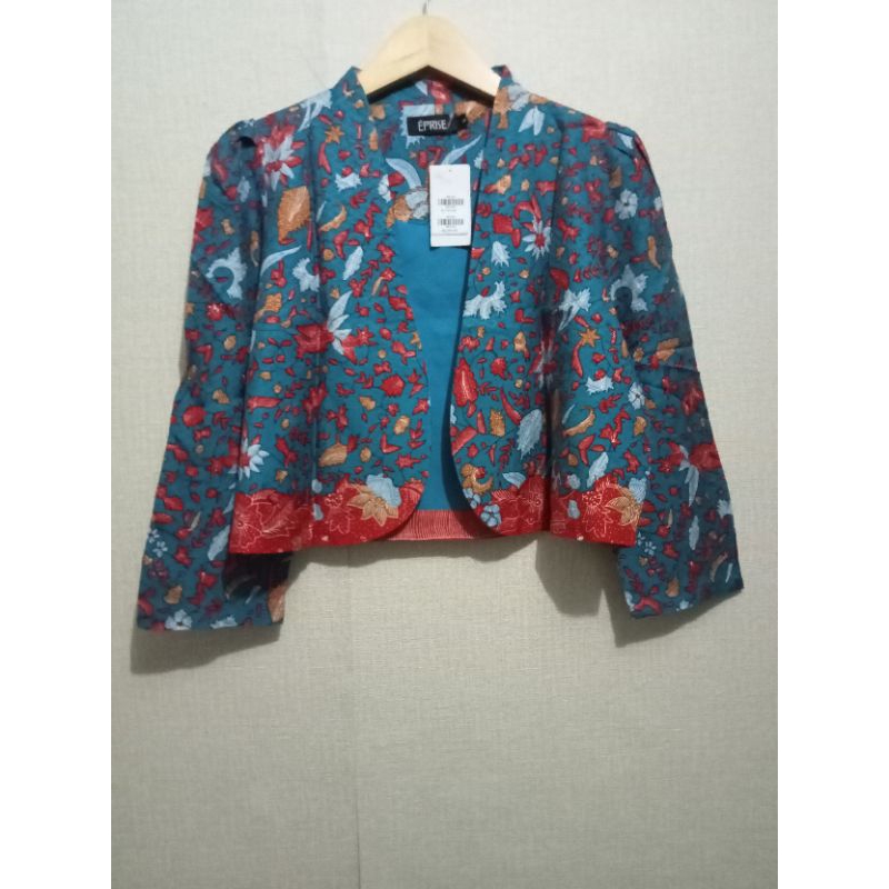Eprise - Blazer crop batik biru Size S, L