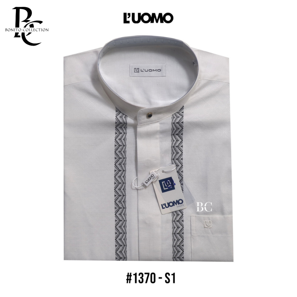 KEMEJA KERAH KOKO SHANGHAI LENGAN PENDEK LUOMO BAHAN KATUN PREMIUM BERKUALITAS MEWAH ELEGAN 1370 - S