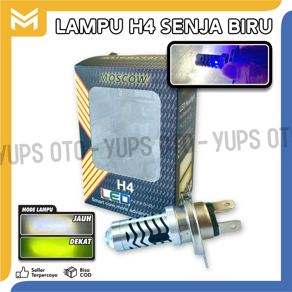 HEADLAMP LAMPU DEPAN LAMPU LED UTAMA MOTOR MOBIL H4 SENJA BIRU LED LASER SOKET H4 PUTIH KUNING AC DC