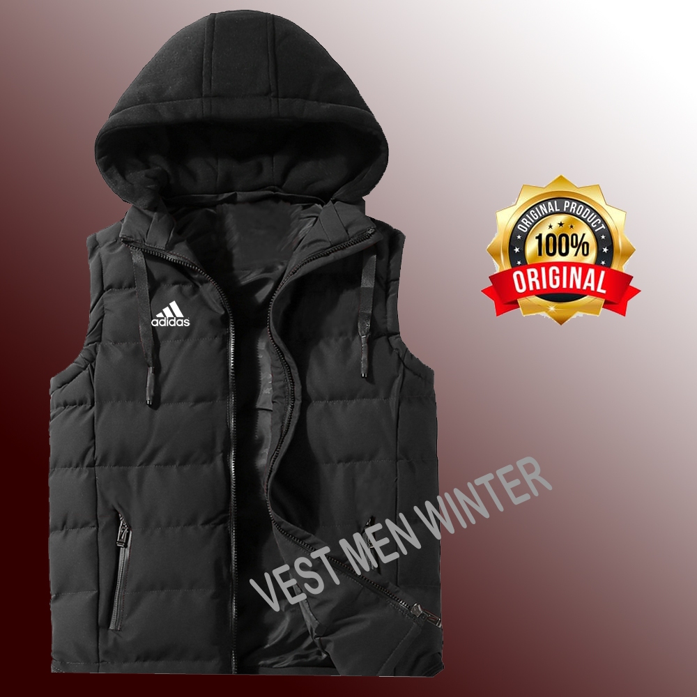 Rompi Motor Men Kupluk Pria Rompi Pria Anti Angin Bisa Dipakai Dimana Saja Logo Bola Adidas Terbaru