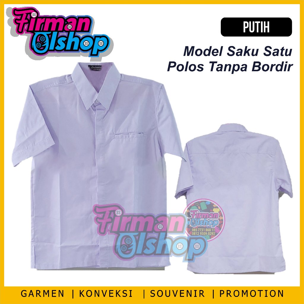 kemeja polos kantong satu baju polos saku satu tanpa bordir bahan drill kemeja pria kemeja wanita pu