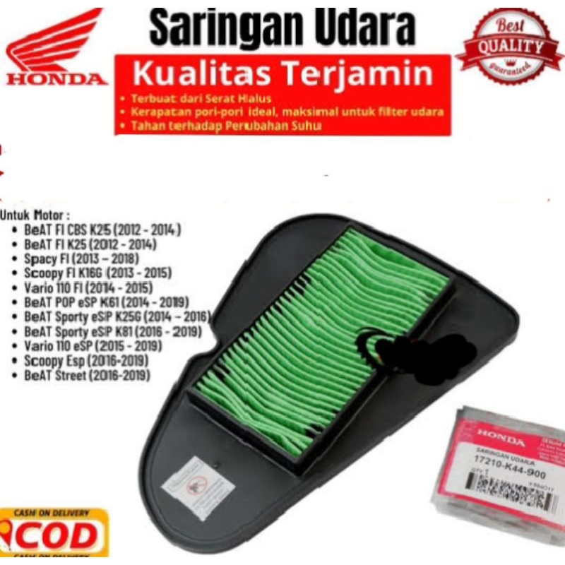Saringan Udara Filter  Beat Fi Ori Motor Honda Beat Street / Pop Scoopy Vario 110