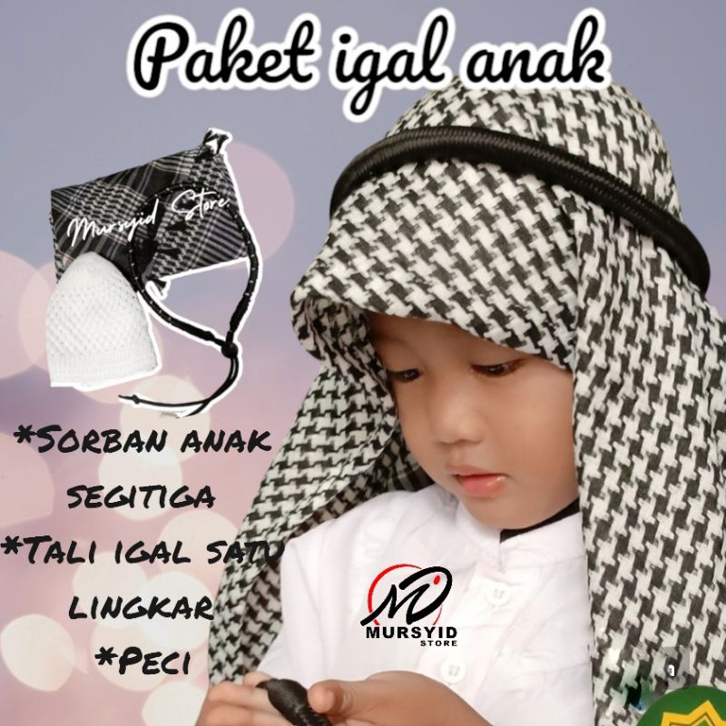 Paket igal anak laki laki / Igal anak / sorban anak / surban arab / igal sorban arab / ikat tali sor