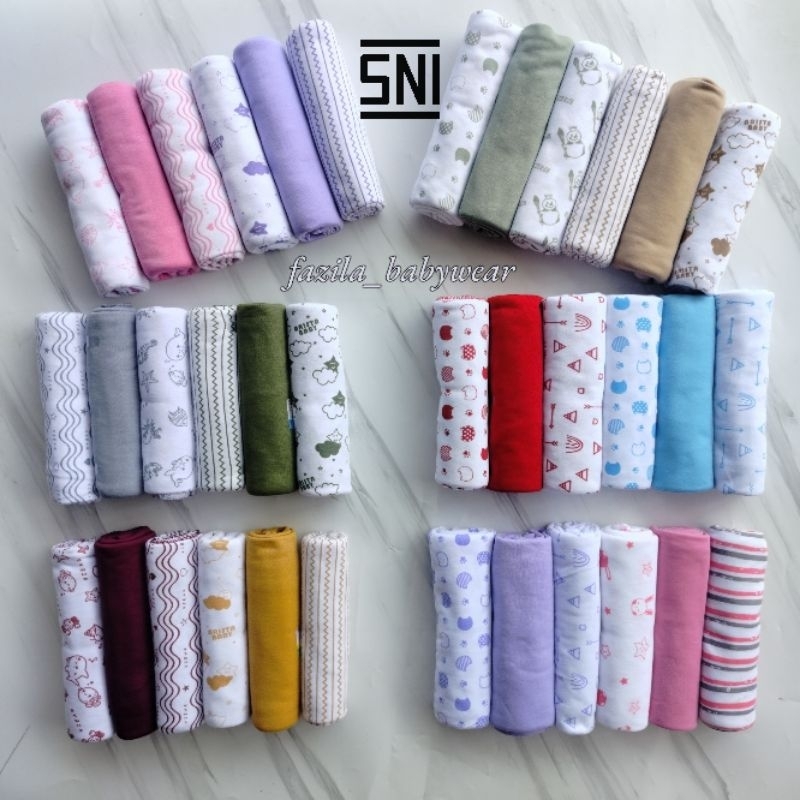 6pcs Bedong Bayi SNI Newborn Motif seri Mix