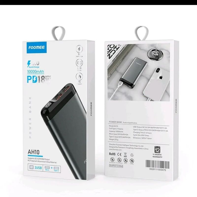 Power Bank 10000mAh digital display FOOMEE AH10