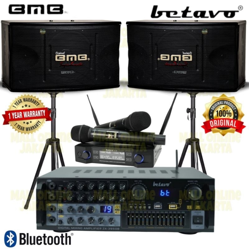 Paket karaoke bmb 10 inch sound system rumahan power ampli Betavo zx3950