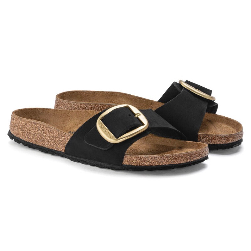birkenstock madrid big buckle black narrow fit sandal